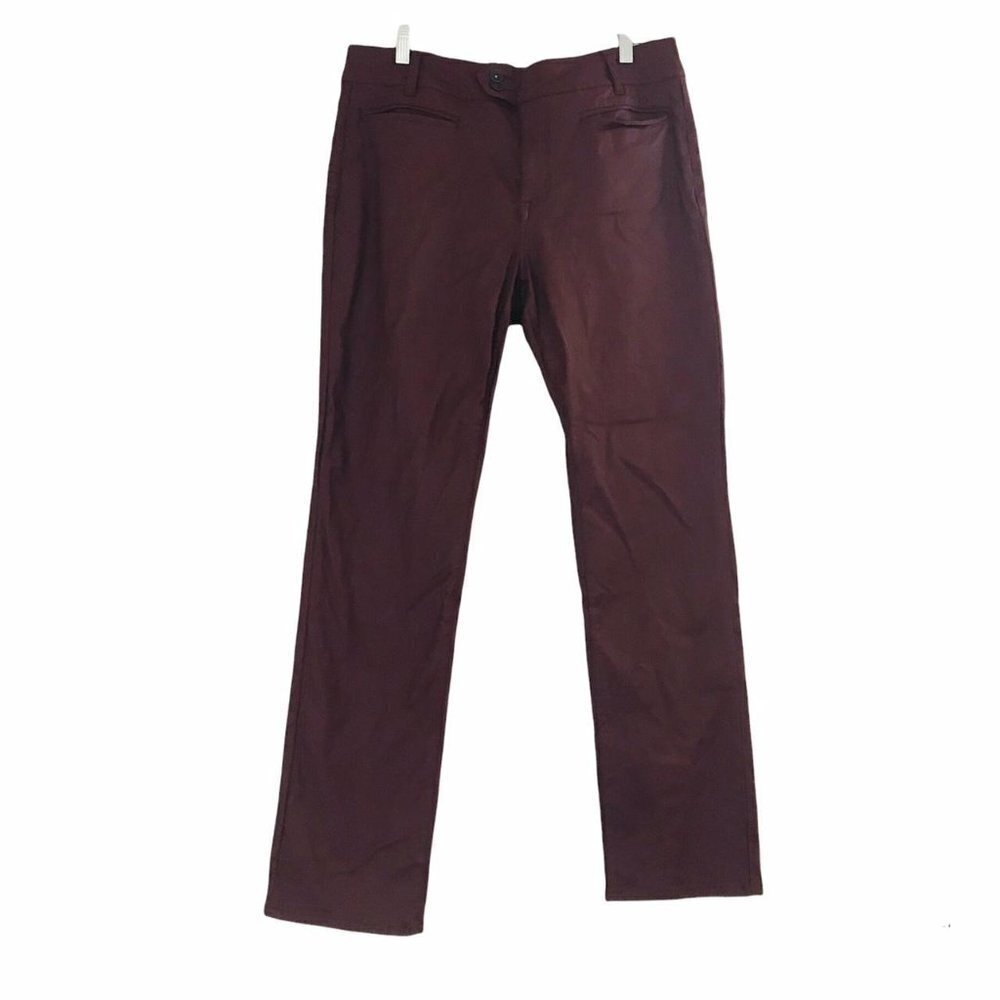 Y2K Tristan PLeather Pants Red Burgundy Oxblood Straight Leg High Rise soft goth